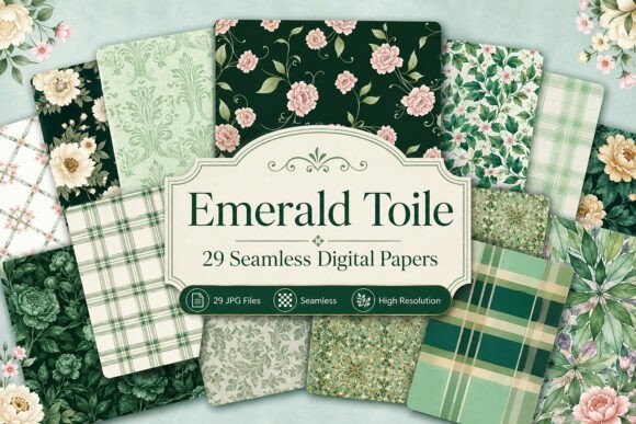 Download Emerald Toile Seamless Pattern Pack - Pattern pack Collection