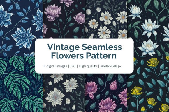 Download Vintage Seamless Flowers Pattern Pack - Pattern pack Collection