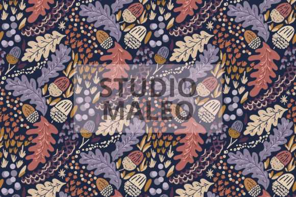Download Autumn Acorn Oak Leaves Seamless Pattern - Leaves seamless pattern Collection